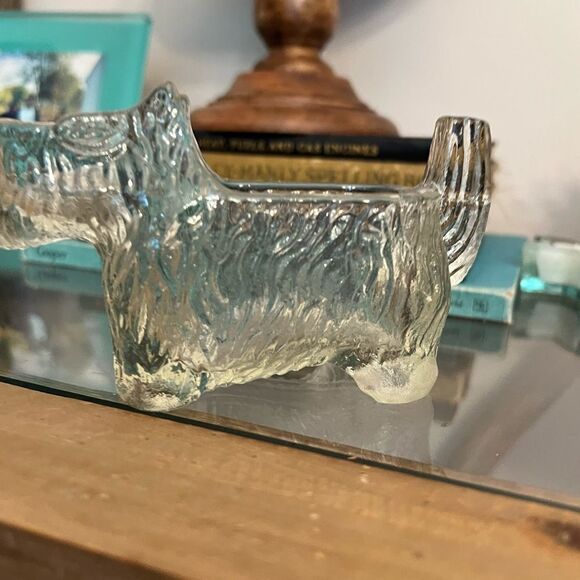DEPRESSION GLASS  CRYSTAL SCOTTISH TERRIER SCOTTIE DOG OPEN CANDY DISH. - Picture 2 of 6